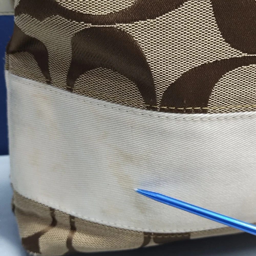 Coach Signature‎ Shoulder Bag Womens Multi Canvas Leather Casual Zip Closure